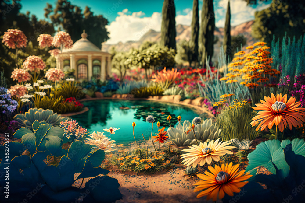 A garden paradise filled with blooming flowers of every color