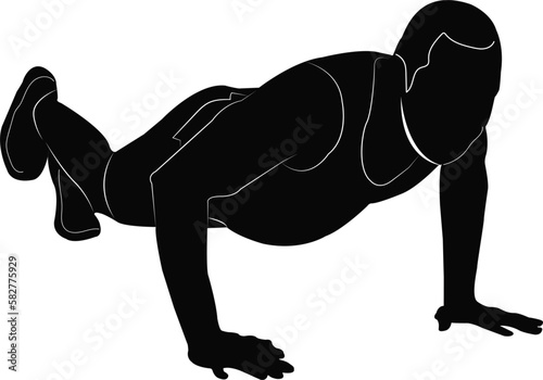 Sports man doing push ups vector map illustration isolated on a white background