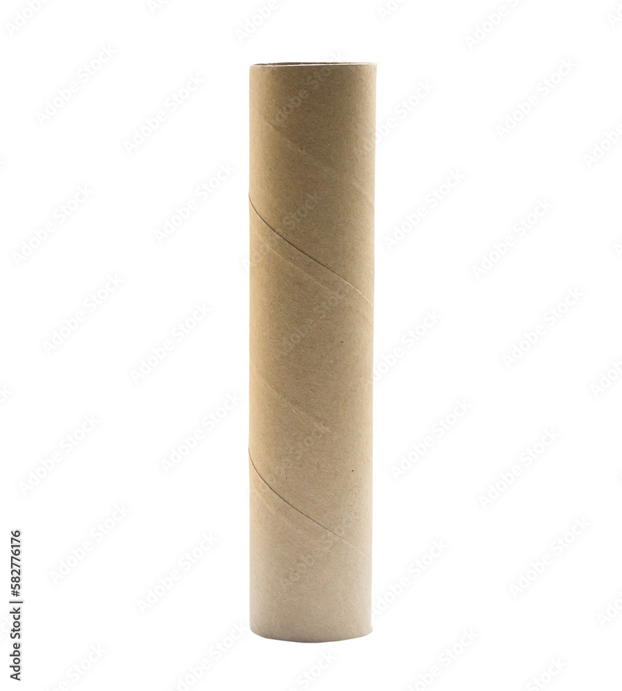 single standing tissue paper roll core isolated on white background with clipping path single standing tissue paper roll core isolated on white background with clipping path