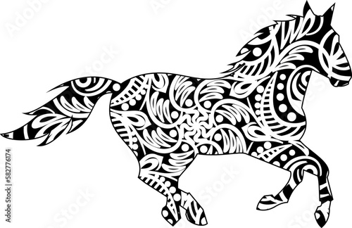 Wallpaper Mural Horse mandala coloring page for kids and adults, animal mandala vector line art design style editable vector illustration Torontodigital.ca