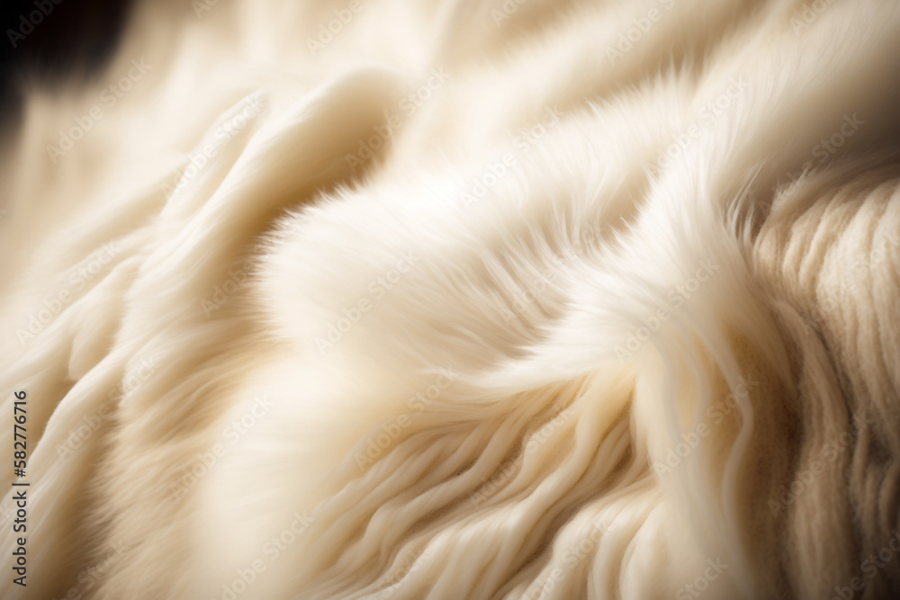 Beautiful white fur pattern, macro closeup of fluffy animal hair for background design. Generative AI. Beautiful white fur pattern, macro closeup of fluffy animal hair for background design. Generative AI.