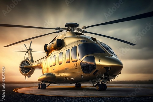 Private helicopter with a golden touch