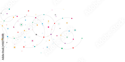 Abstract geometric background with plexus circles. Vector illustration of minimalistic design