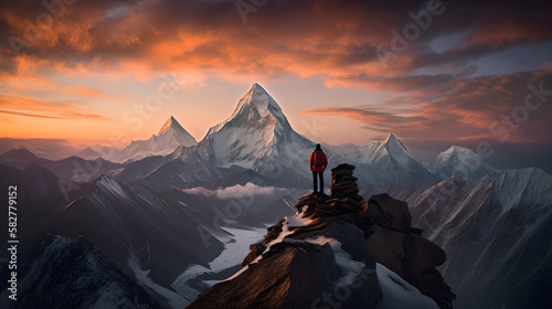 Mount Everest, Bergsteiger, Ki generiert photo