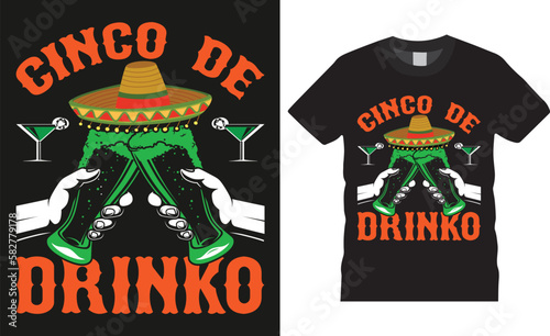 Colorful cinco de mayo mexican festival typography new t-shirt design vector template. cinco de drinko