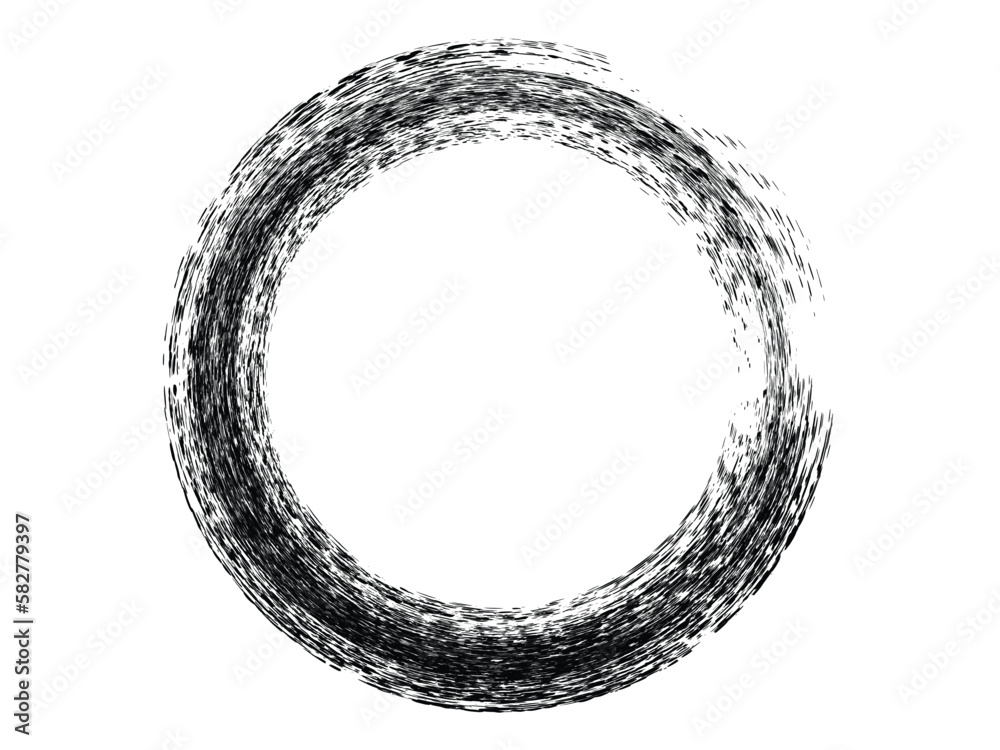 Grunge circle made of black paint made with art brush. Grunge circle made of black paint made with art brush.