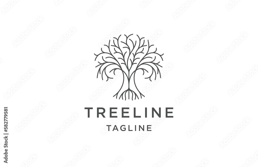 Obraz premium tree line logo icon design template flat vector