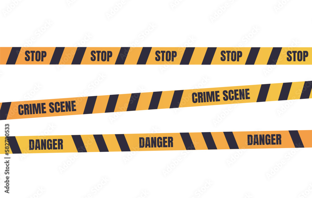 Fototapeta premium Danger crime tape construction sign line concept. Vector graphic design illustration