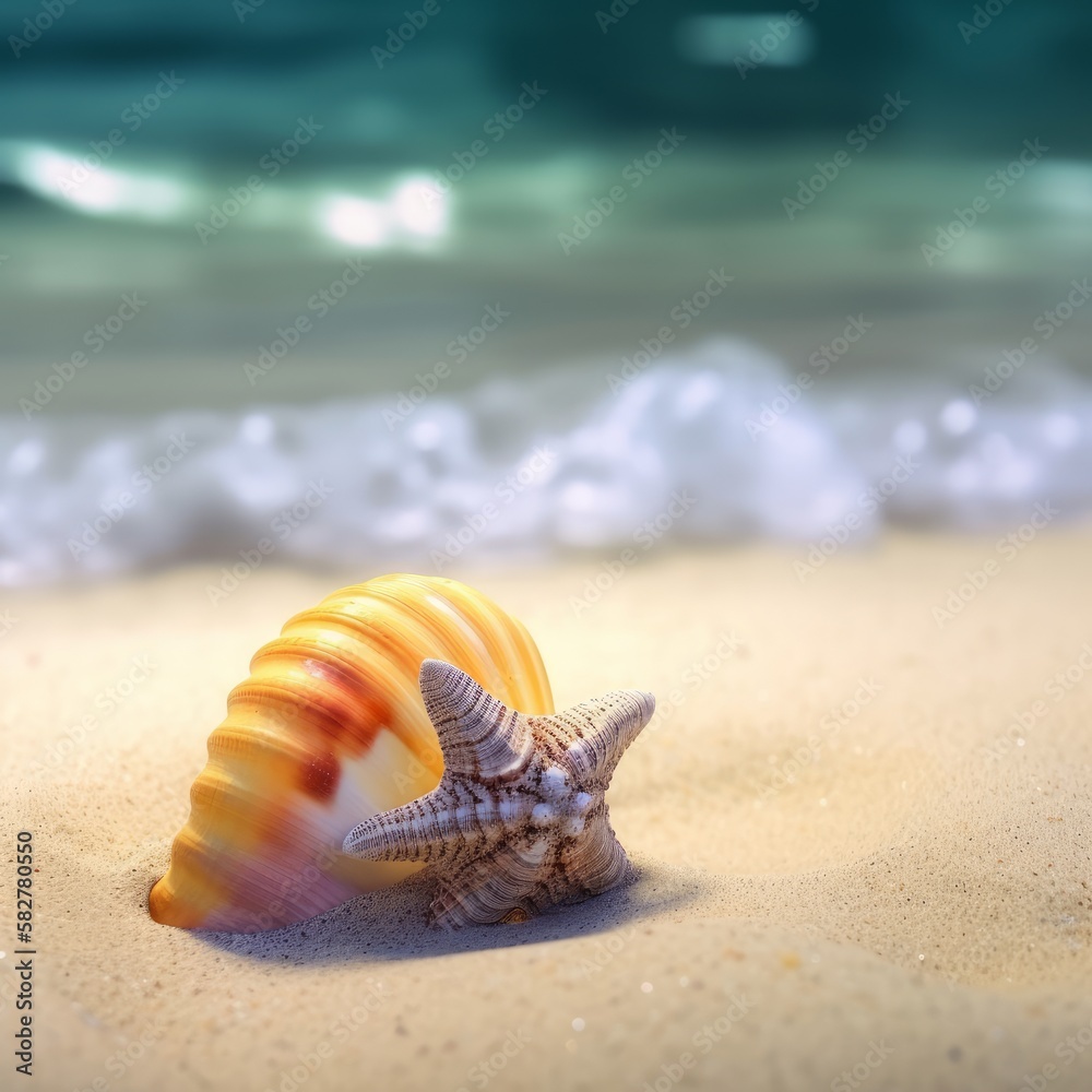 seashells from the sea beneath crystal clear waters in the caribbean GENERATIVE AI seashells from the sea beneath crystal clear waters in the caribbean GENERATIVE AI