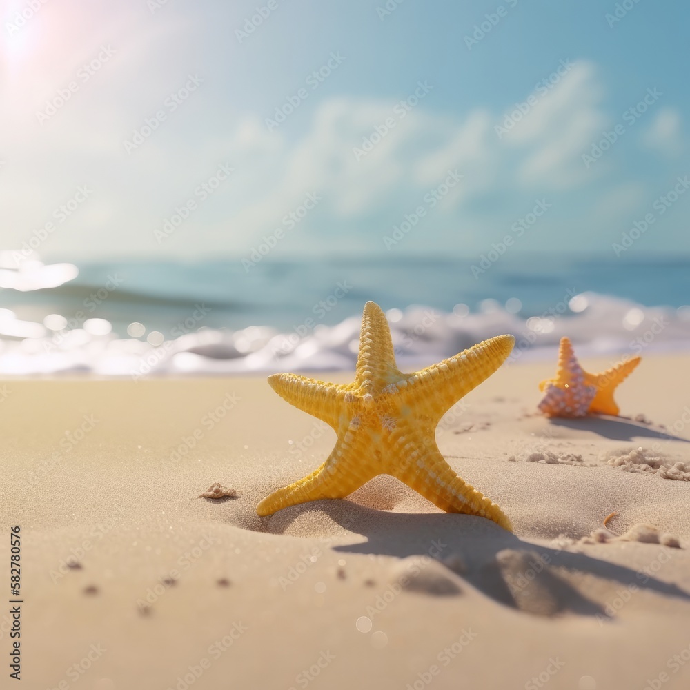 starfish in the sand on a Caribbean beach Generative AI starfish in the sand on a Caribbean beach Generative AI