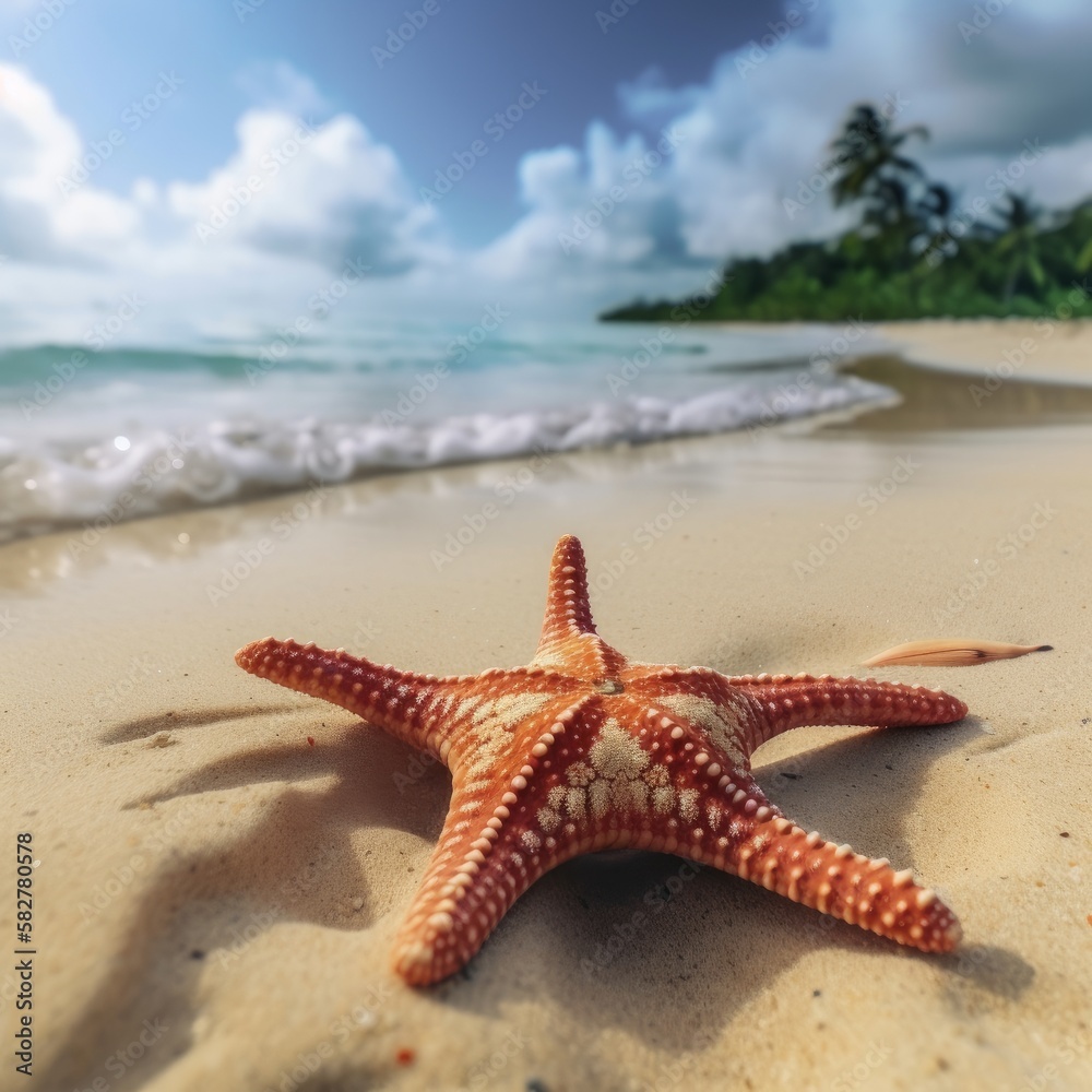 starfish in the sand on a Caribbean beach Generative AI starfish in the sand on a Caribbean beach Generative AI
