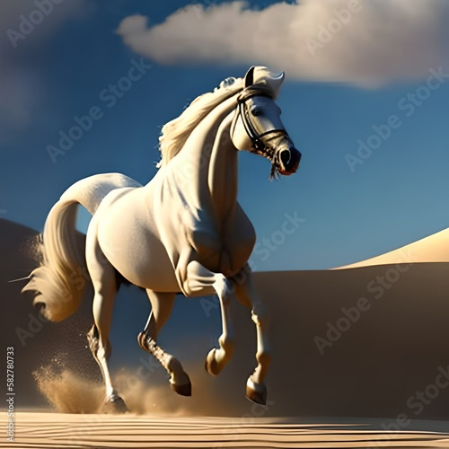 Lindo cavalo branco, livre! photo