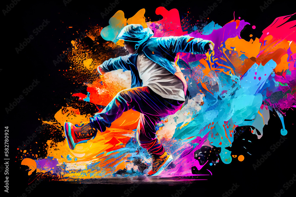 colorful abstract hip hop dance. Generative AI, Generative, AI - obrazy, fototapety, plakaty 