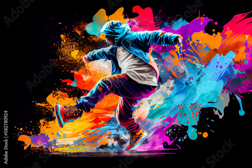 colorful abstract hip hop dance. Generative AI, Generative, AI
