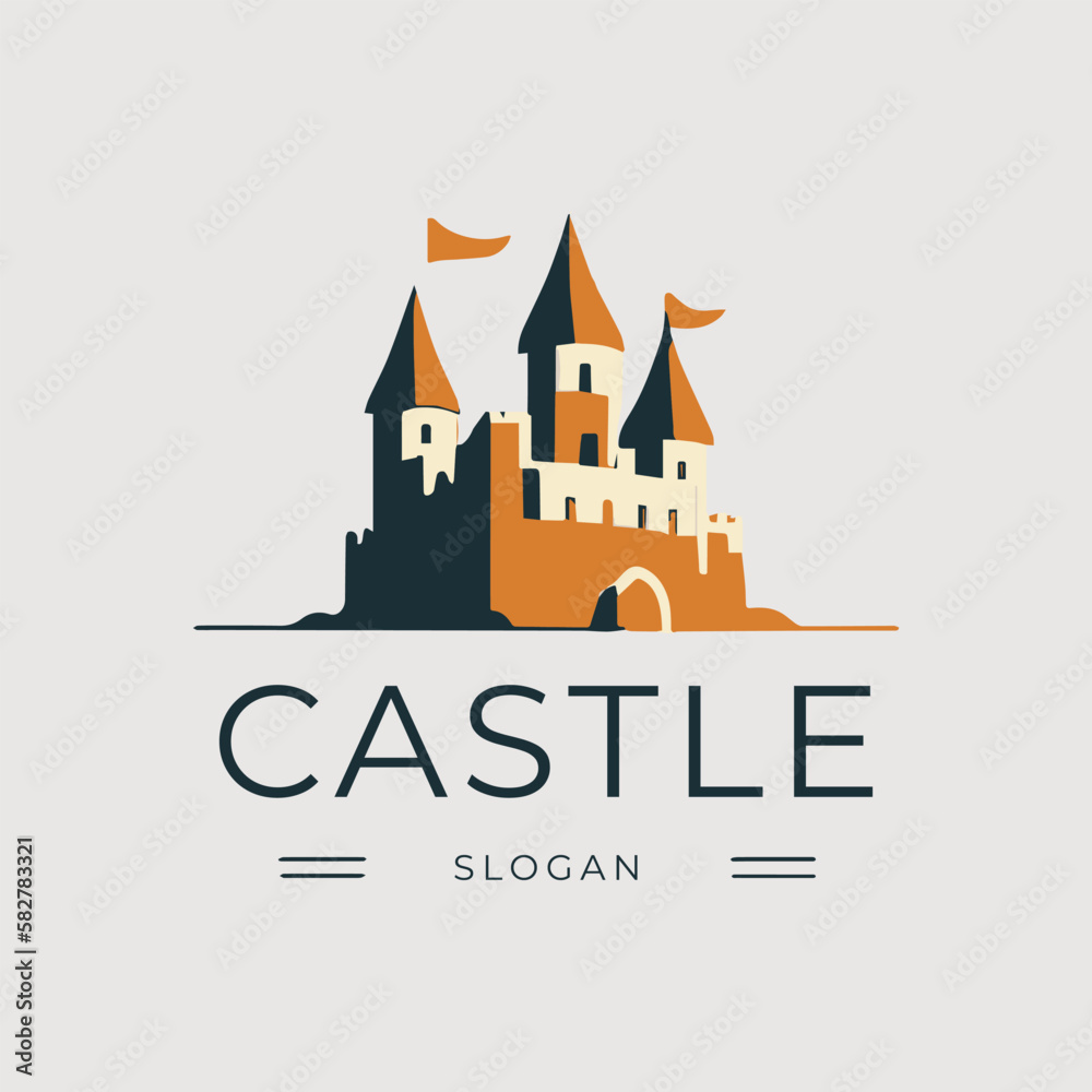 real estate logo with a castle vector illustration