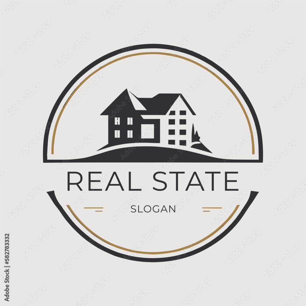 real estate logo with a house vector illustration real estate logo with a house vector illustration