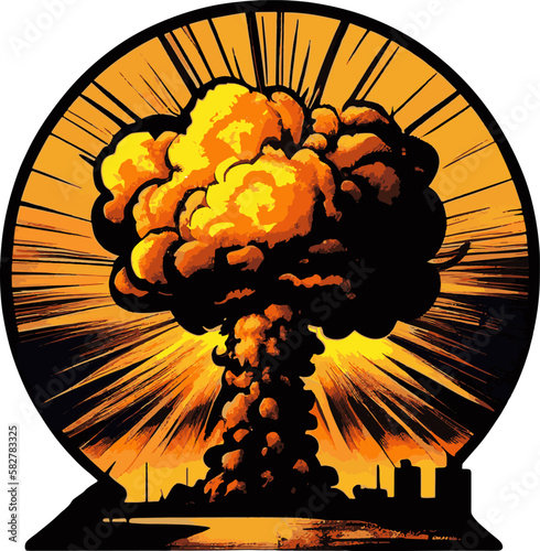 Vector image of big nuclear explosion..