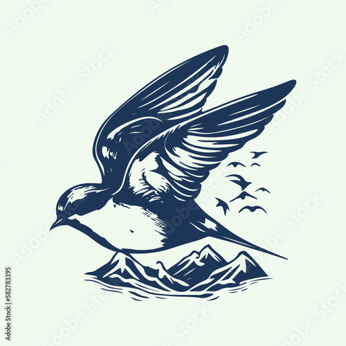 vector retro style tattoo with swallow bird. elements for logo, label, emblem, sign, badge. illustration