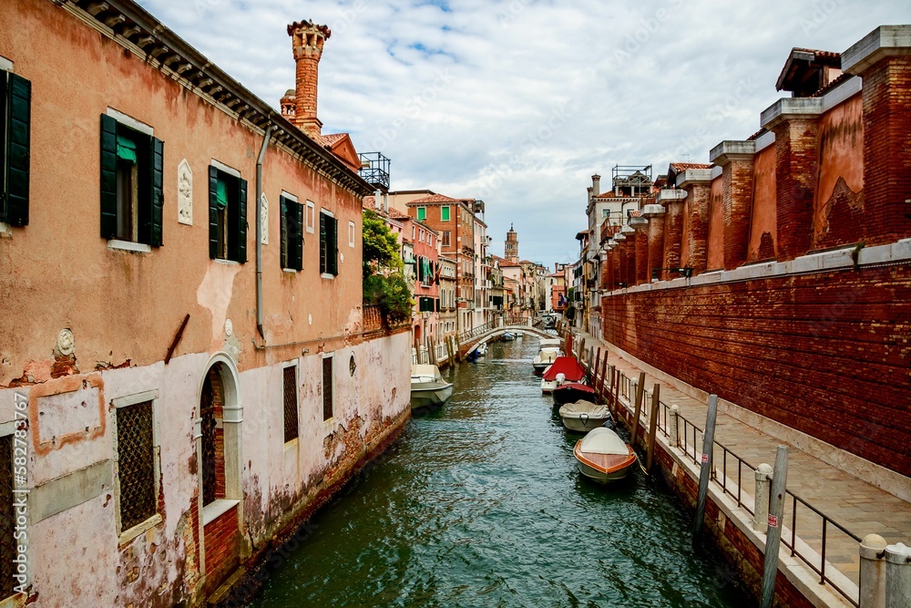 Beautiful shot of historic buildings on the banks of the canal in Venice, Italy