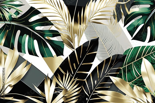 tropical leaves background. trendy exotic leaves for summer design.