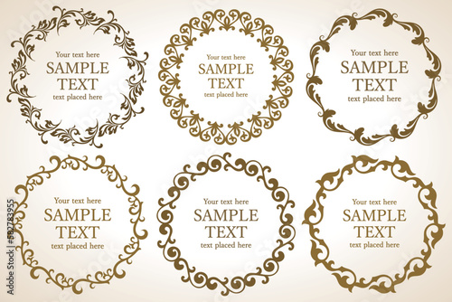 Plant decoration circle frame material set , vector illustration