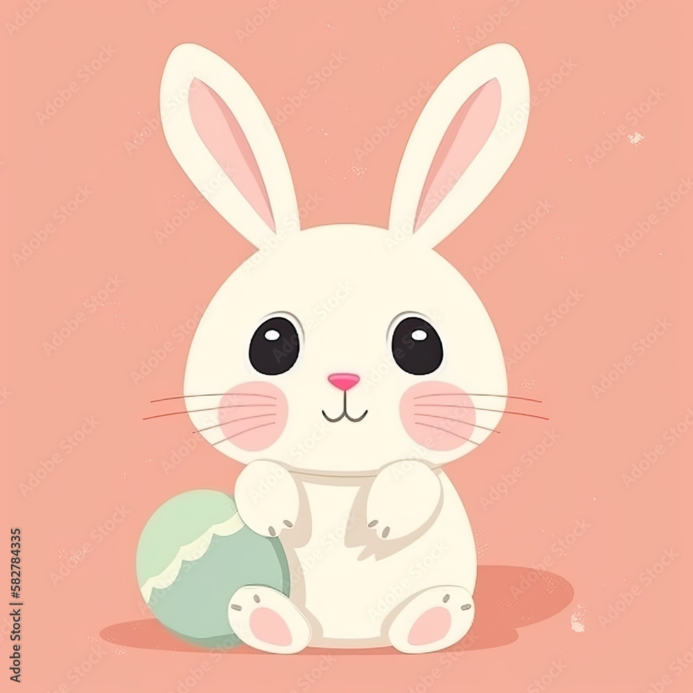 Adorable Easter Bunny cartoon on a colour pastel background. Generative AI Adorable Easter Bunny cartoon on a colour pastel background. Generative AI