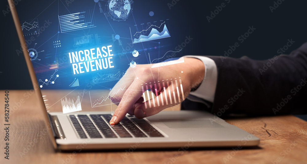 Businessman working on laptop, business concept Businessman working on laptop, business concept