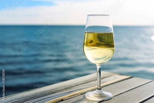 Glass of Wine on the Beach - Generative AI