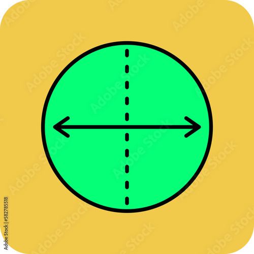 Diameter Multicolor Round Corner Filled Line Icon