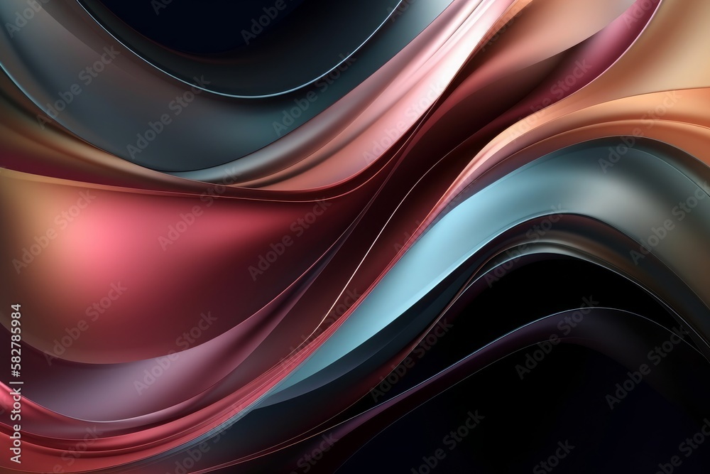 Fototapeta premium Metallic abstract liquid waves create a stunning tech background. Futuristic design for innovative projects. Generative AI.