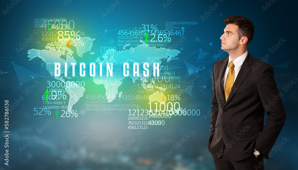 Businessman thinking about market concept Businessman thinking about market concept