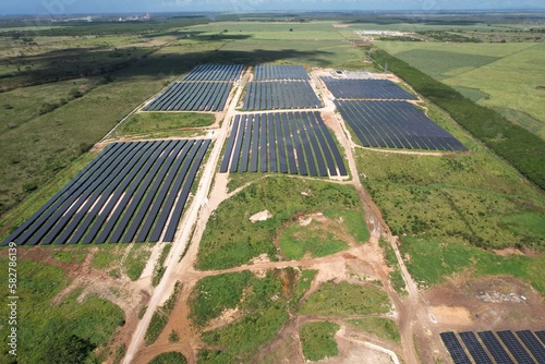 Solar farm aerial shot