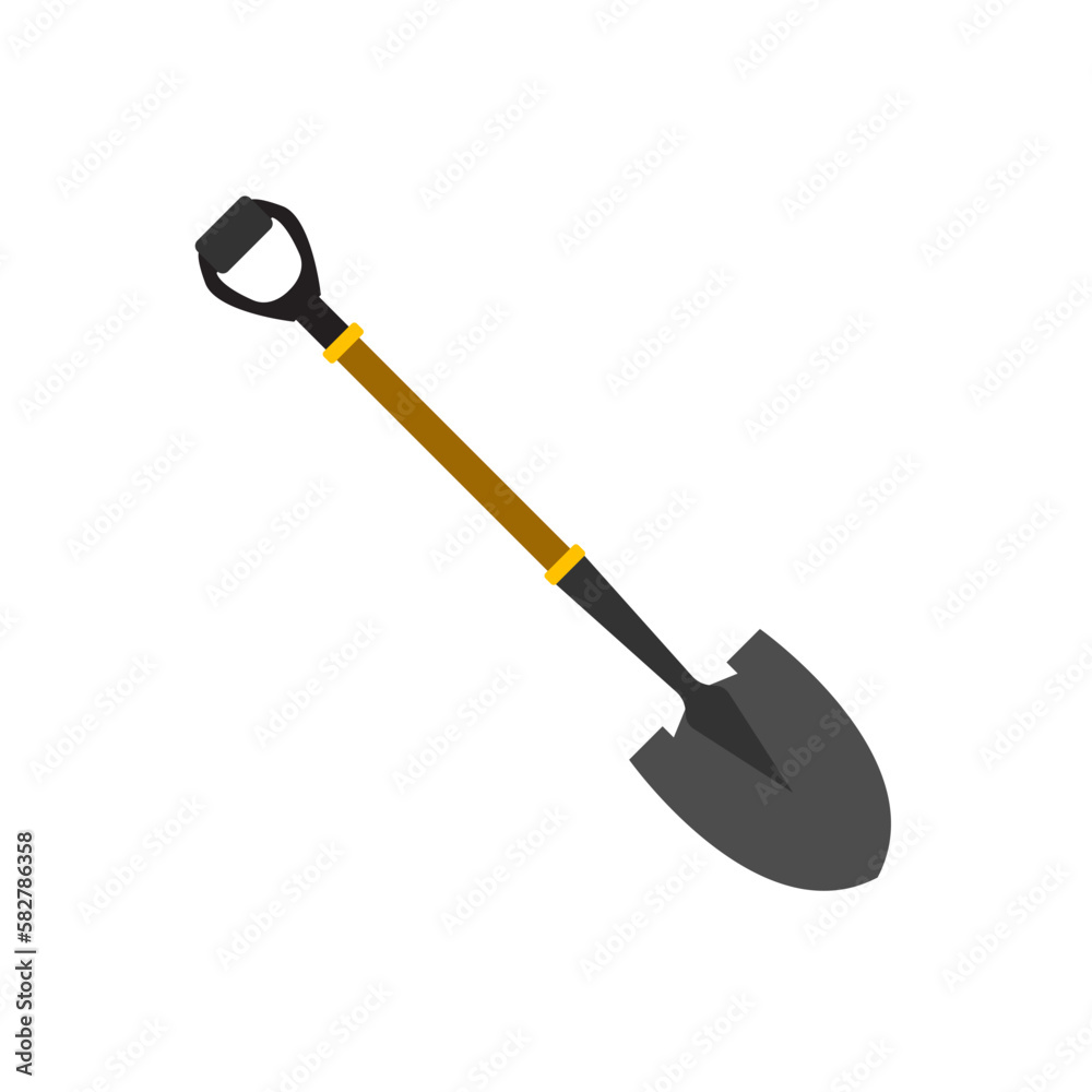 shovel flat design vector illustration isolated on white background. Garden, building and repair tools concept shovel flat design vector illustration isolated on white background. Garden, building and repair tools concept