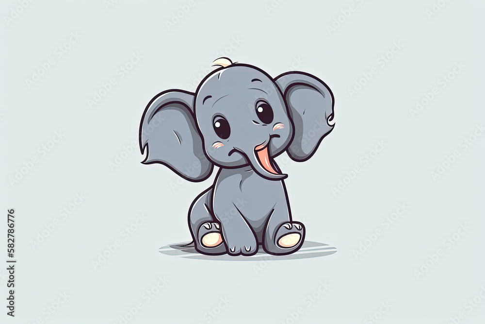 Fototapeta premium cute elephant vector illustration. Generative AI