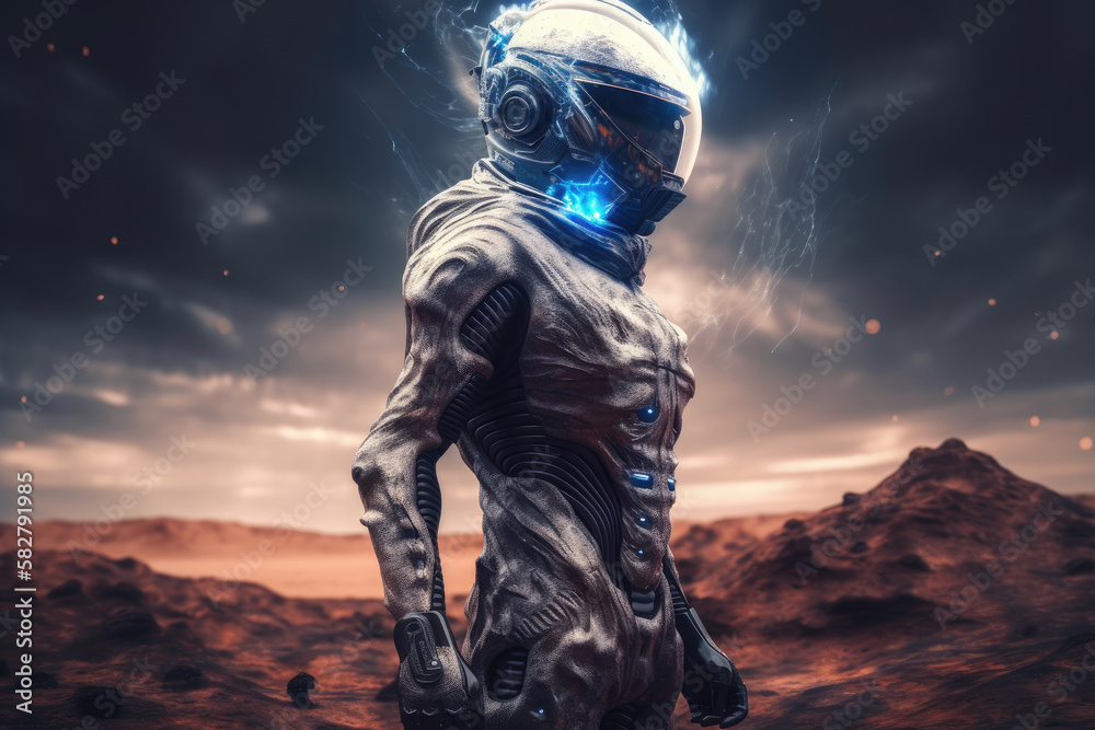 Futuristic Astronaut Adventurer on an alien planet