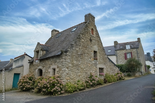 Arz island in the Morbihan gulf, France, a typical cottage in the village 