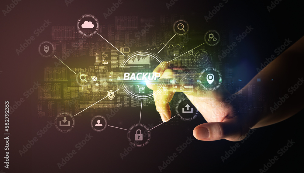 Hand touching cybersecurity button concept Hand touching cybersecurity button concept