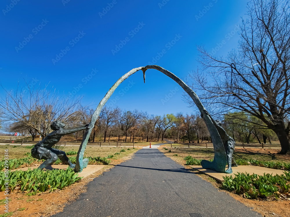 Sunny view of the entrance of E.C. Hafer Park