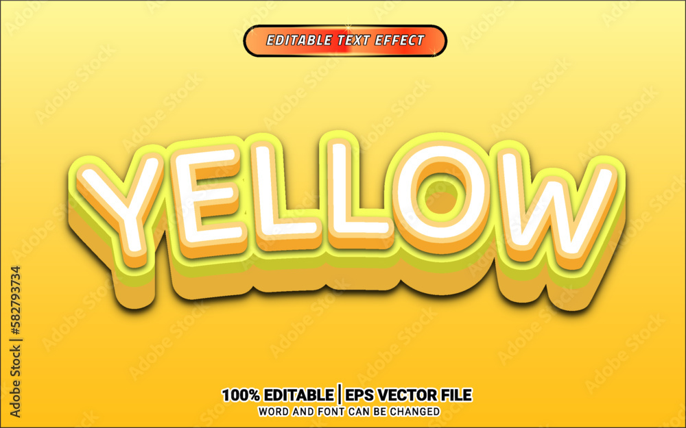 Yellow 3d text effect editable template design