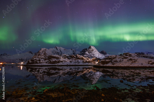 Mountains over the Lofots with Aurora  © DK Photography