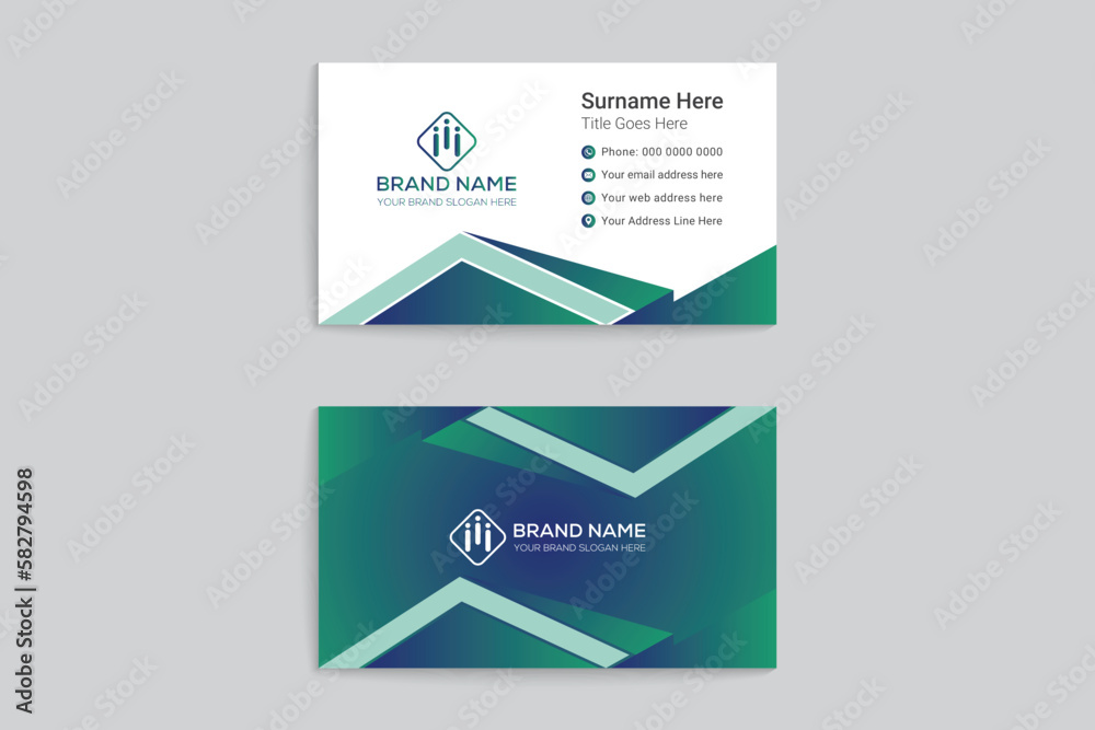 Green color business card design