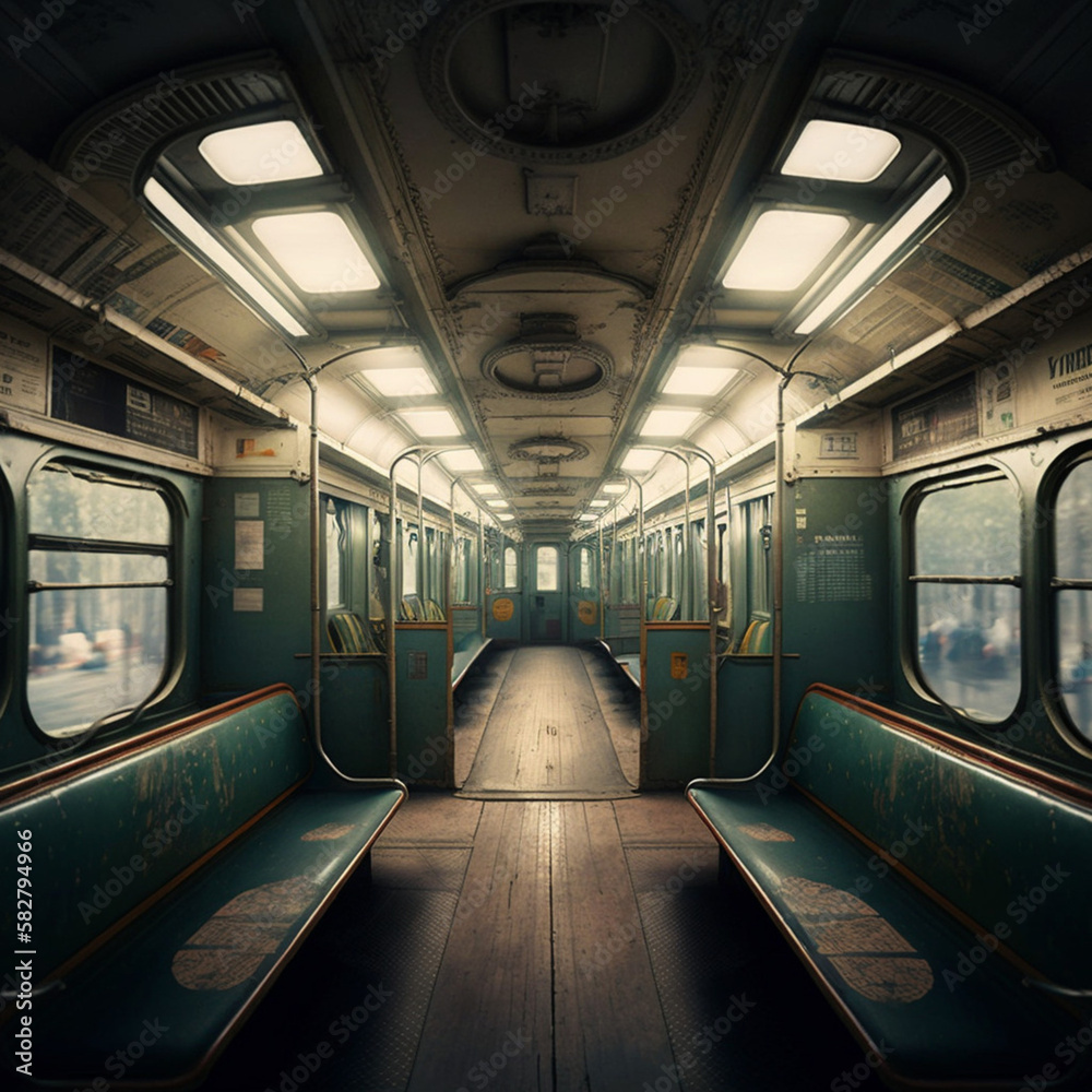 Fototapeta premium Inside a subway. Generative AI.