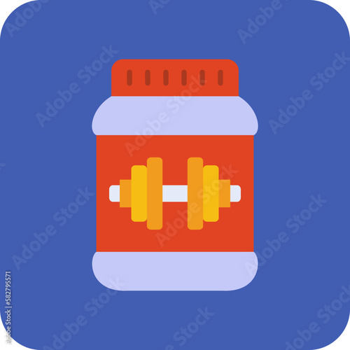 Protein Supplement Multicolor Round Corner Flat Icon