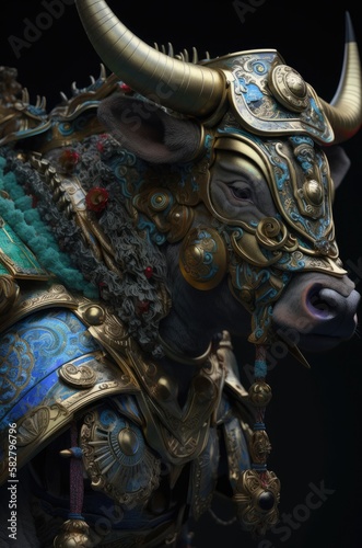 Bulldog Skilled Samurai Warrior Soldier Portrait Generative AI