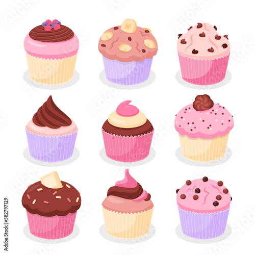 Colección de muffins y cupcakes de variados sabores
