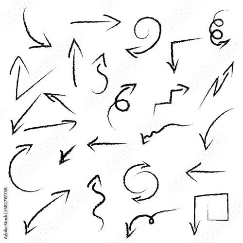 Set of vector hand drawn doodle arrows. For app, banner, print screen, card, typography design, for business plan and education.