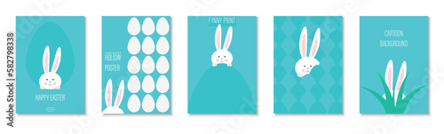 Collection of holiday covers, templates, placards, brochures, banners, flyers for Easter. Cute greeting postcards, posters, invitation, tags. Cartoon festive creative cards.