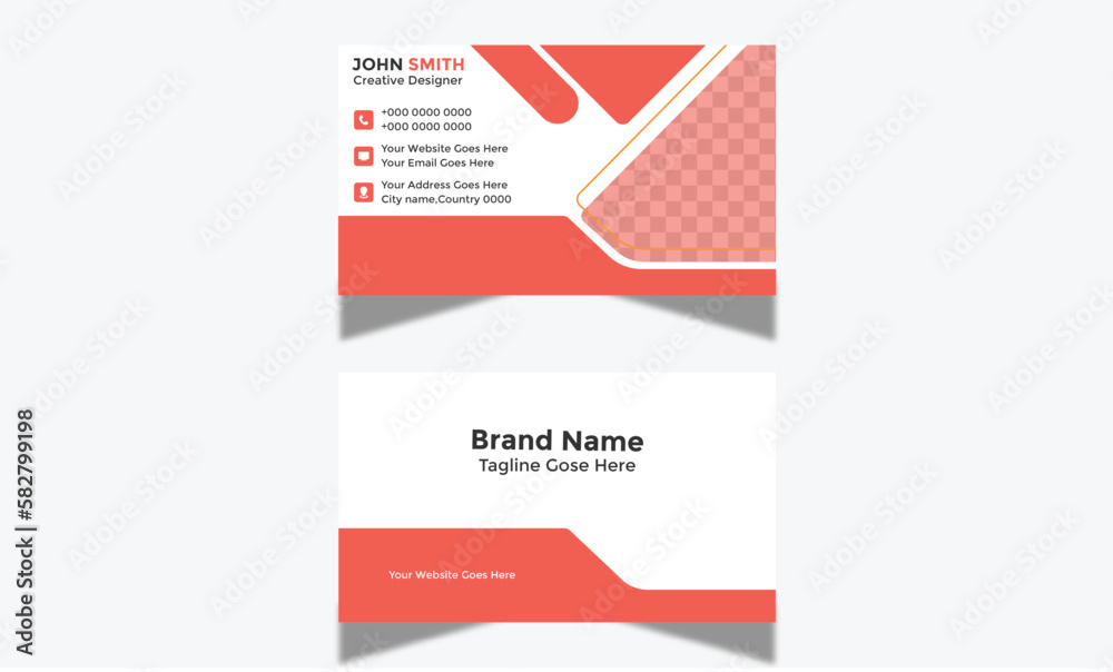 Modern Corporate and Creative Business Card Design Template Double-sided -Horizontal Name Card Simple and Clean Visiting  Card Vector illustration Colorful Business Card Professional