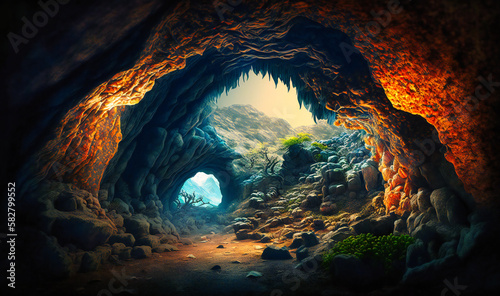 A beautiful cave tunnel with stunning rock formations