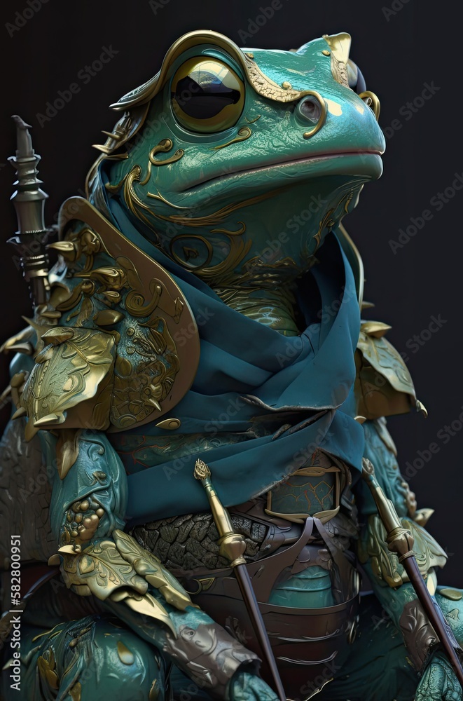 Frog Expert Samurai Warrior Champion Portrait Generative AI
